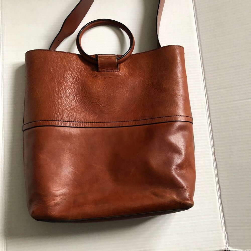 Handsome Theory large red leather women's tote/shoulder bag with ring handles